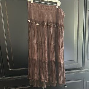 Elegant Brown Skirt with Gold sequin Accents